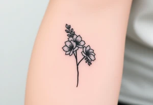 Feminine, romantic, dot work, wispy, flowers, eucalyptus tattoo idea
