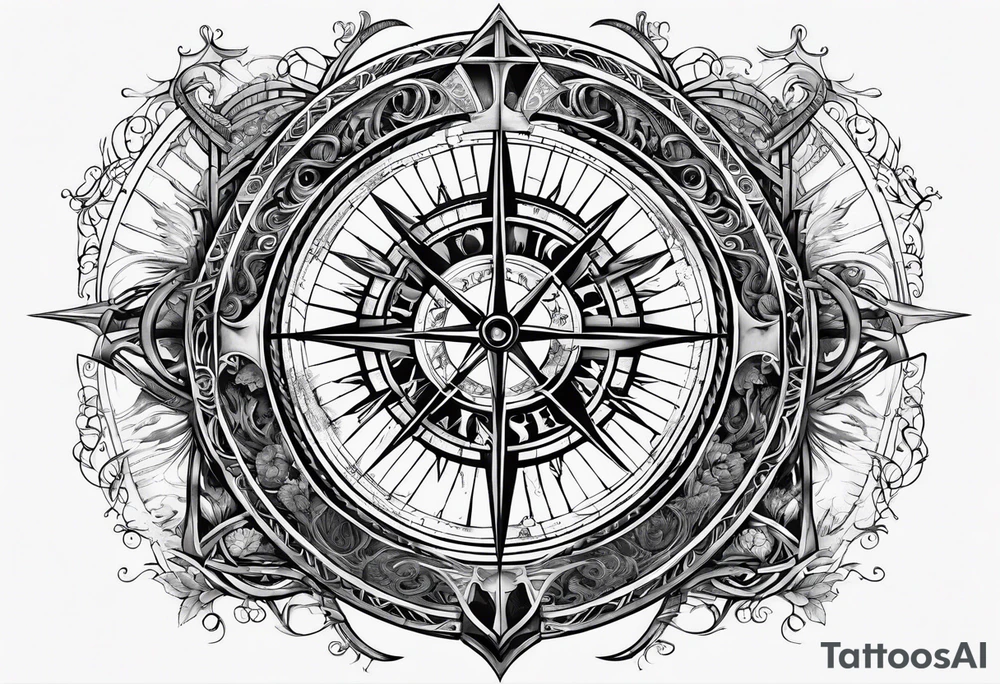 combine stairway to heaven's gate, viking compass tattoo idea