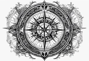 combine stairway to heaven's gate, viking compass tattoo idea