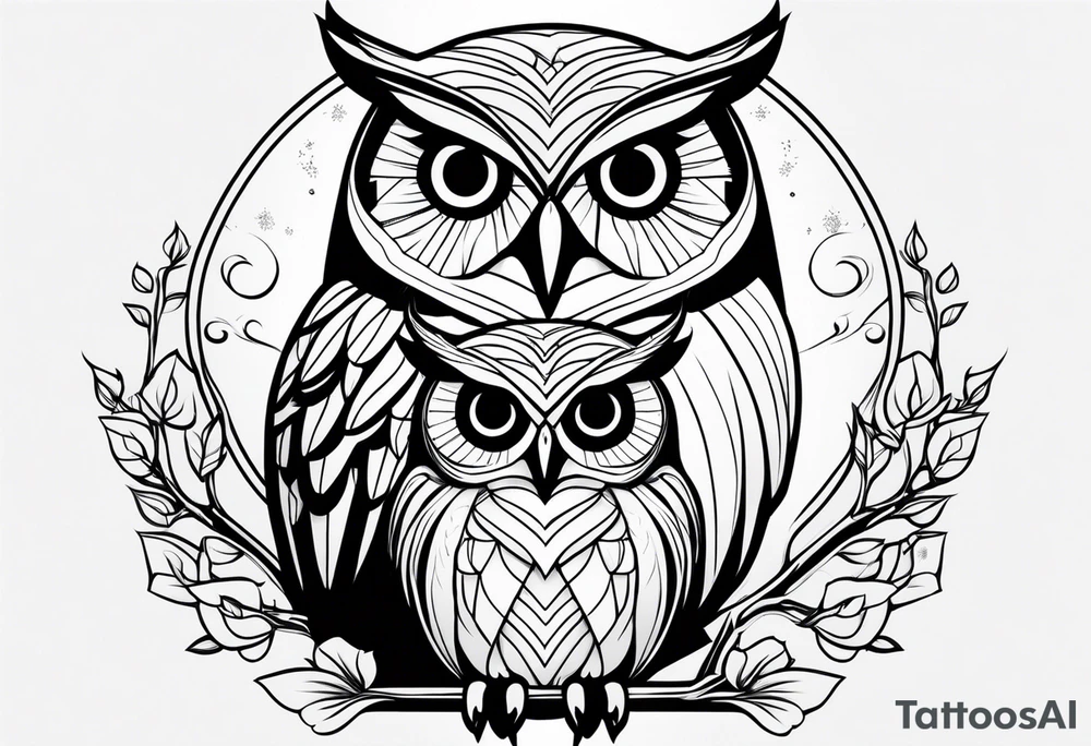 Mom and baby owl tattoo idea