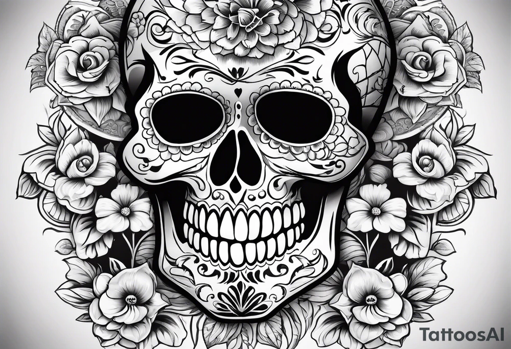 Day of the dead by itself skull with shading tattoo idea