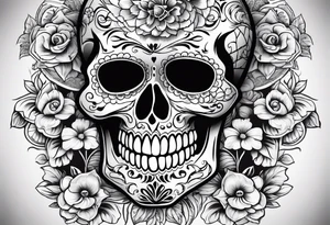 Day of the dead by itself skull with shading tattoo idea