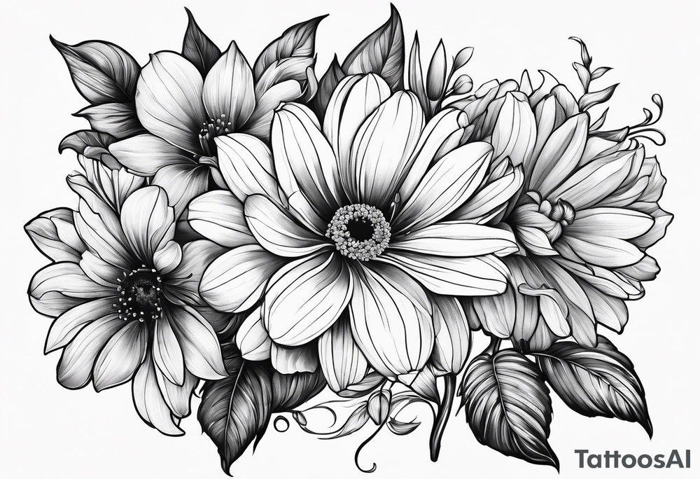 flowers with name anne and emile tattoo idea