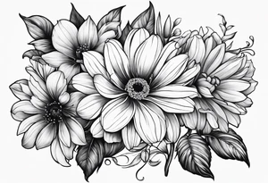 flowers with name anne and emile tattoo idea
