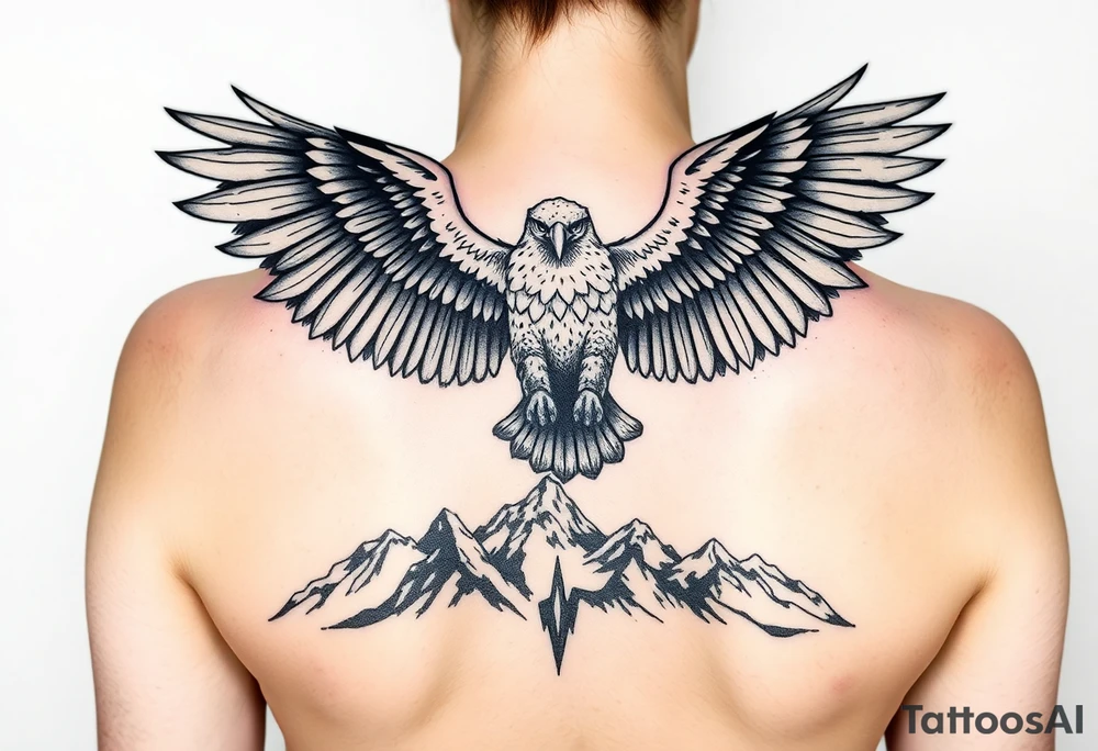 majestic eagle spreading wings against mountain peaks tattoo idea majestic eagle spreading wings against mountain peaks tattoo idea