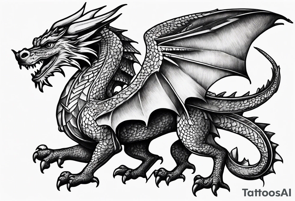 Welsh dragon holding a texas star tattoo idea