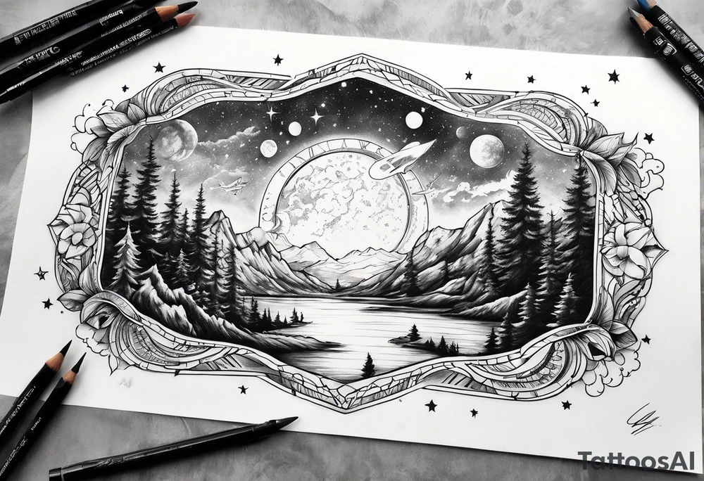 The transition between the sky and space tattoo idea