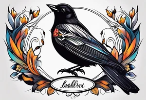 A abstract blackbird tattoo idea