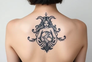 Taurus goddess with earth in her hands tattoo idea
