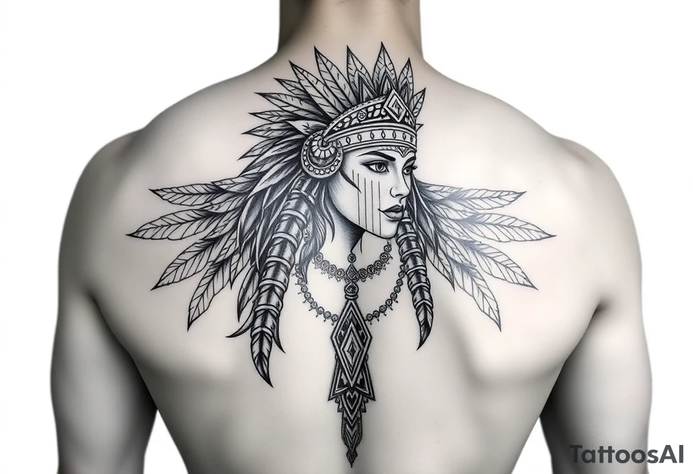 Majestic, beautiful,  chicano aztec warrior princess tattoo idea