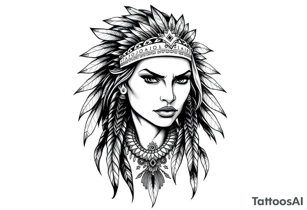 Fierce Female Native American tattoo idea