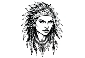 Fierce Female Native American tattoo idea