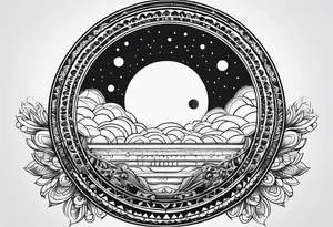 Dripping moon with round Mandala Background tattoo idea