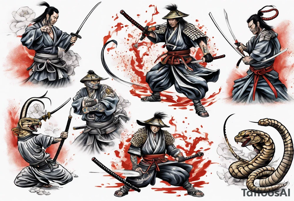 Samurai fighting a cobra tattoo idea