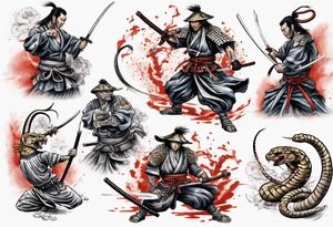 Samurai fighting a cobra tattoo idea