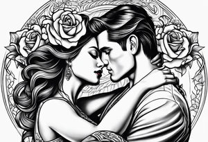 Dancing couple on a rose tattoo idea