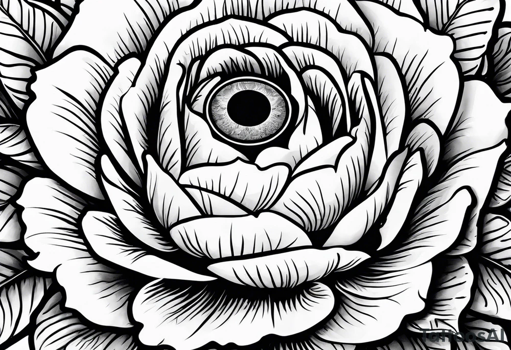 Peonies roses evil eye tattoo idea