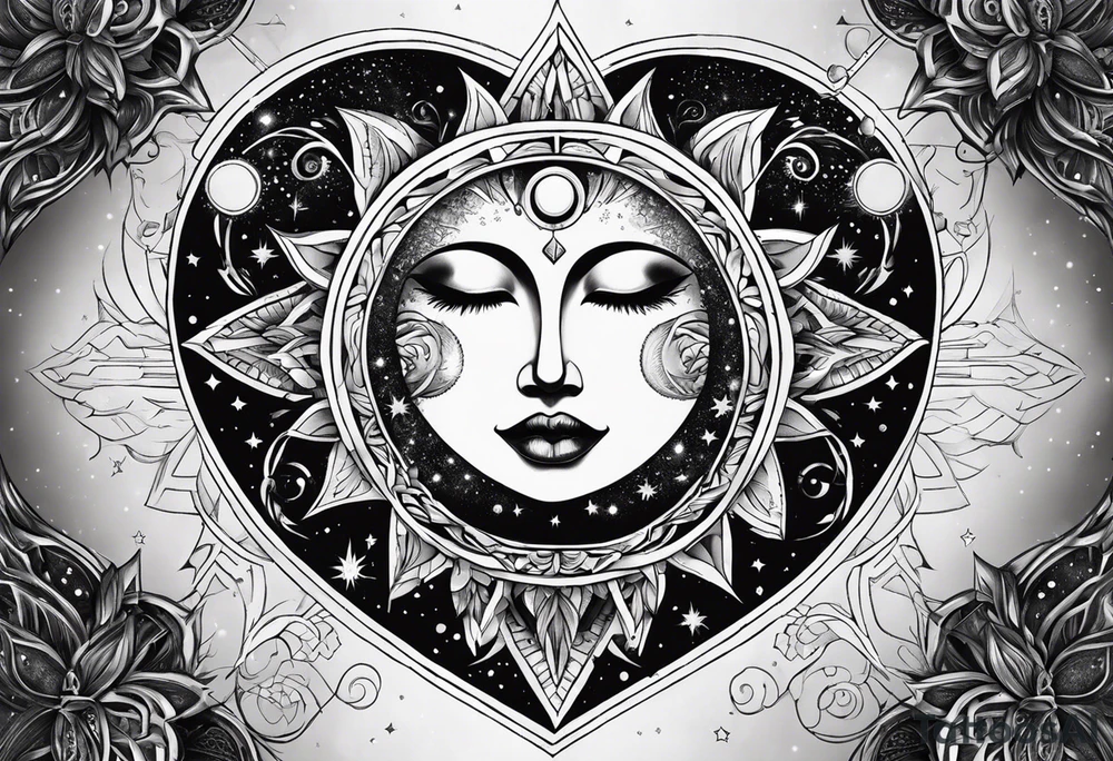 With all my heart and all my soul to the end of the universe To infinity and beyond. sun and moon no face tattoo idea