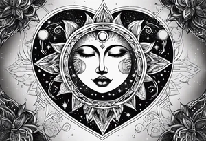 With all my heart and all my soul to the end of the universe To infinity and beyond.  sun and moon no face tattoo idea