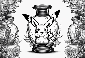 Pikachu in a potion bottle tattoo idea