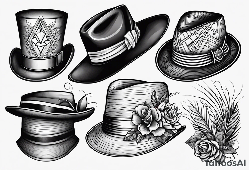 Variety of hats flash sheet tattoo idea