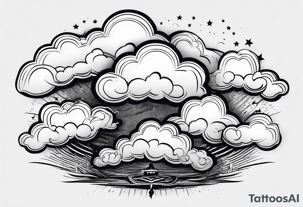 Hardcore clouds with lightning spawned by fire tattoo idea