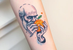 Grandfather peeling an orange tattoo idea