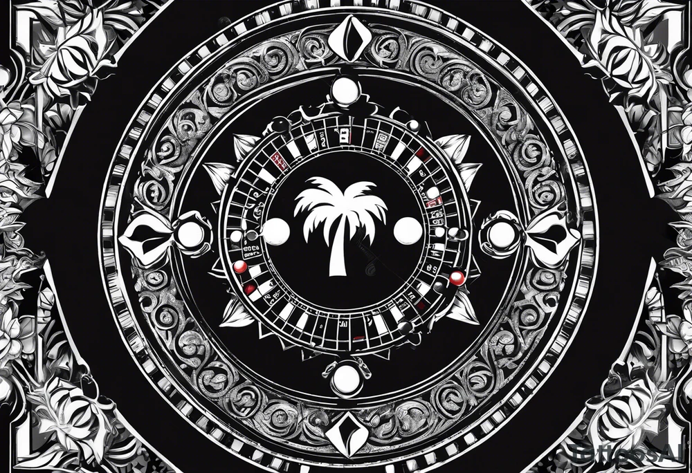 ROULETTE casino card games dice sun palm tree tattoo idea