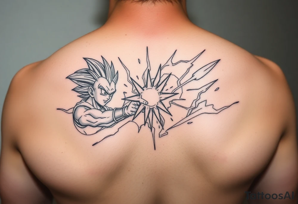 legendary dragonball z scene with energy aura and power effects tattoo idea