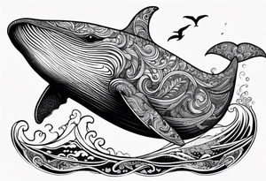 Hawaii whale breaching paisley tattoo idea