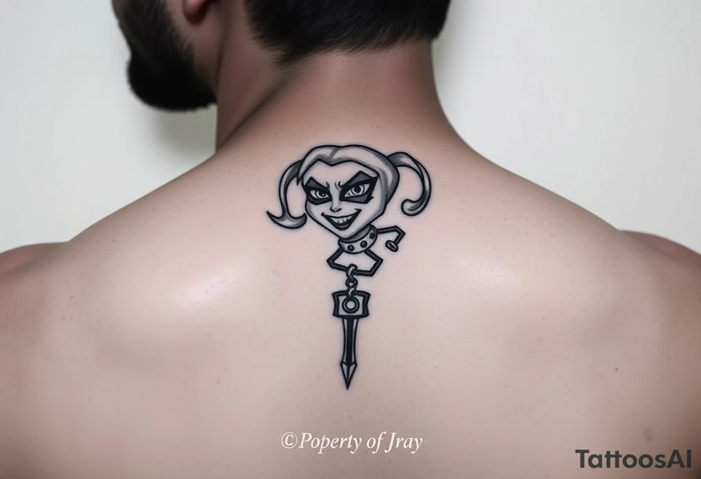 Property of Jray tag, Harley Quinn style, dark tattoo idea