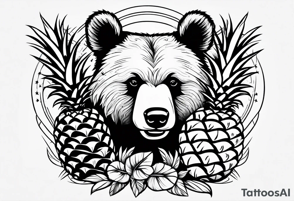 Bear hugging pineapple tattoo idea