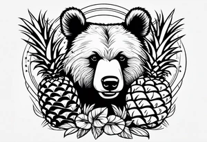 Bear hugging pineapple tattoo idea