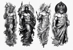 GREEK GOD hades
ARM SLEEVE 
REALISTIC tattoo idea