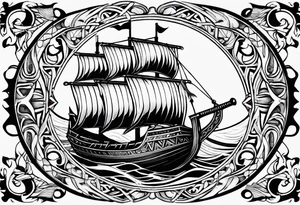 Valhalla sword shield long ship dragon axe Valknut tattoo idea