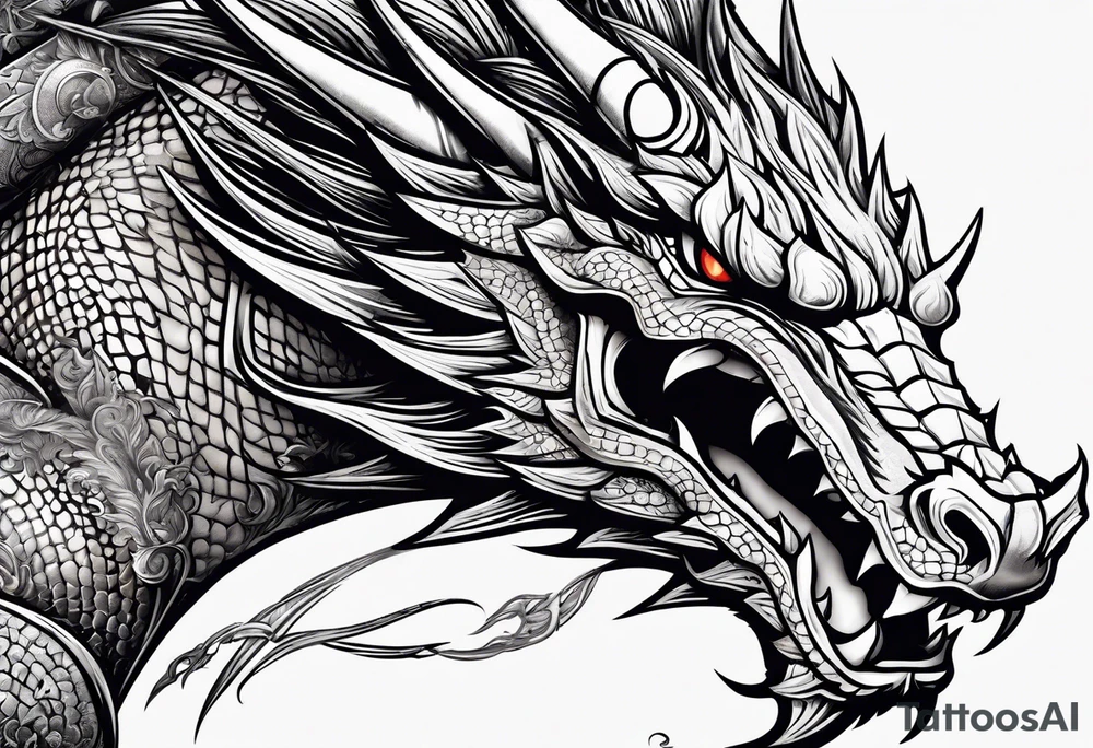 show me a tattoo design where there is a sword and a dragon wrapped around it tattoo idea