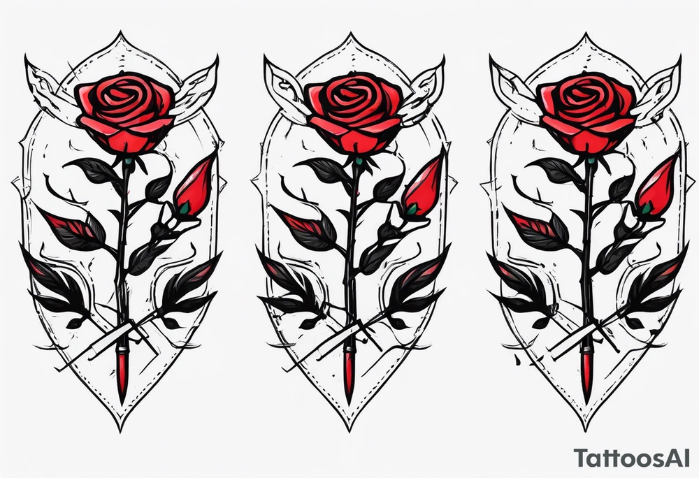 Messer mit Stacheldraht und Rose tattoo idea