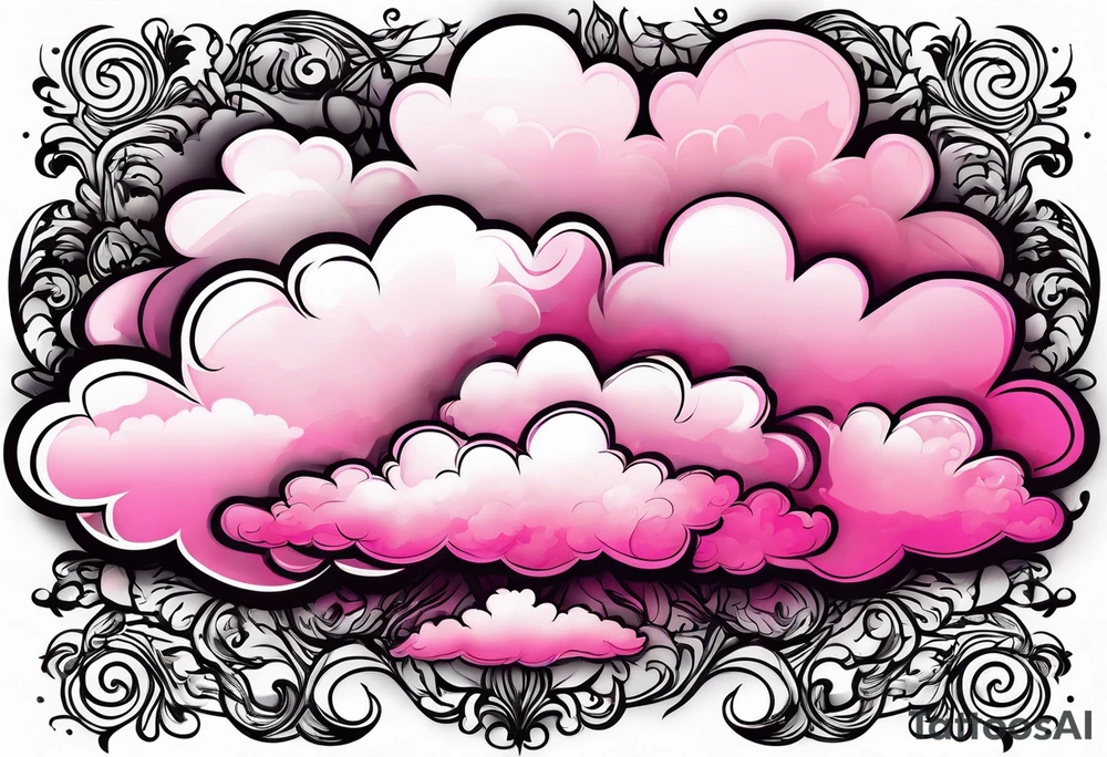 pink fluffy clouds tattoo idea