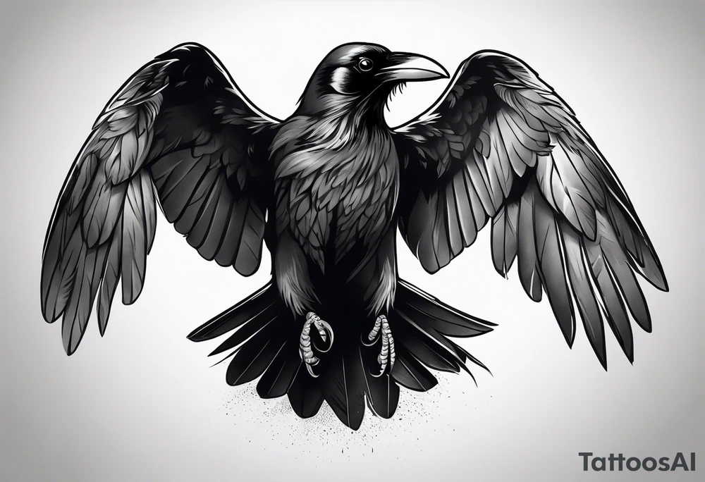 Raven, swooping towards camera, up angle tattoo idea