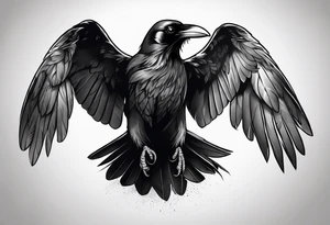 Raven, swooping towards camera, up angle tattoo idea
