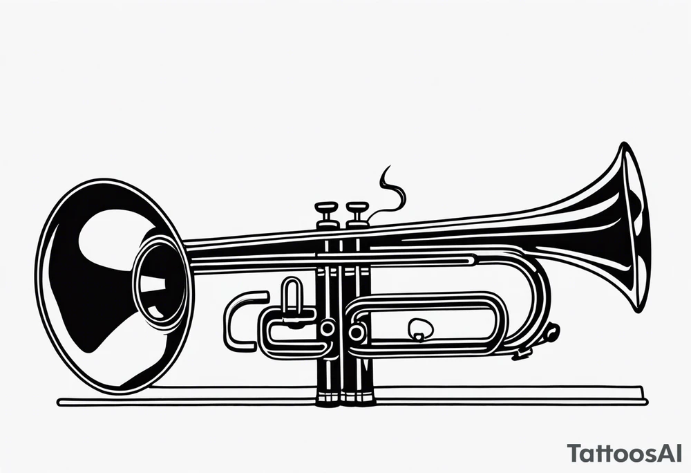 trombone and camera drawn with a single line tattoo idea