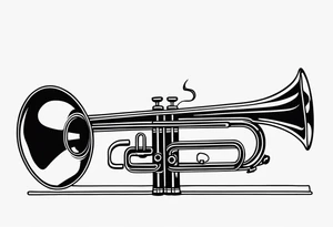 trombone and camera drawn with a single line tattoo idea