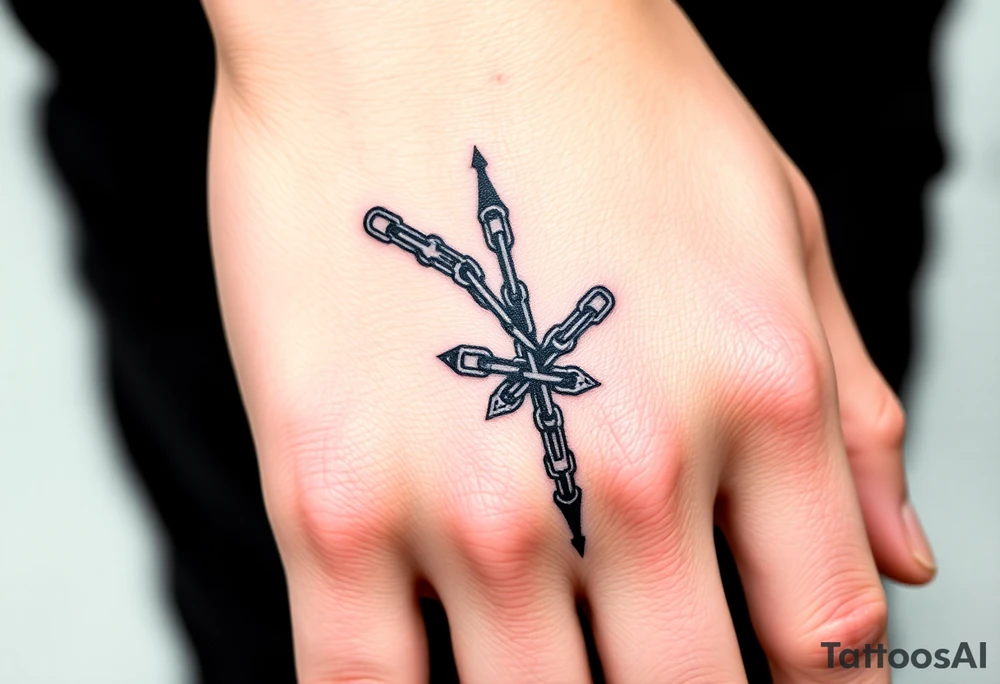 Gothic chains wrapped around outline of index finger and thumb tattoo idea