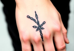 Gothic chains wrapped around outline of index finger and thumb tattoo idea
