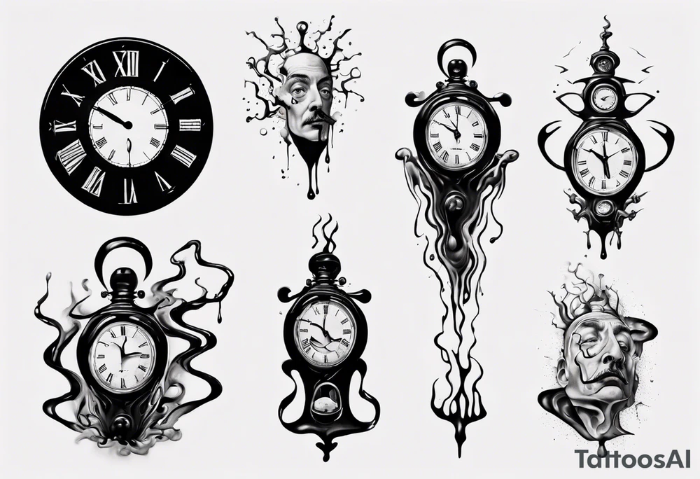 dali melting clock trippy tattoo idea