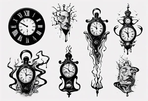 dali melting clock trippy tattoo idea