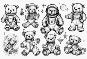 Teddy bear astronaut Lily tattoo idea
