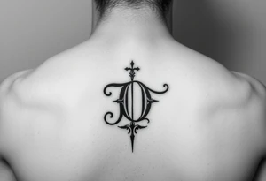 J O initials made from blindfold tattoo idea