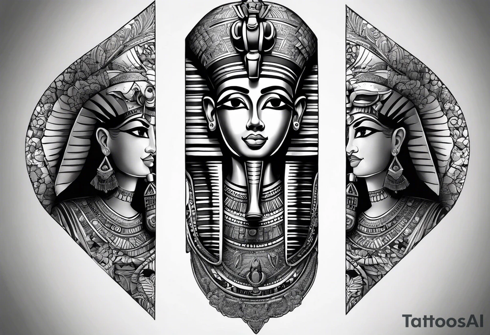 a mix of egypt and dubai, skateboarding, scuba diving, the word family and present arm sleeve. tattoo idea