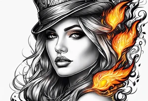Music on fire tattoo idea
